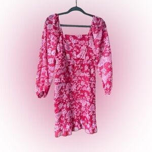 Sim and Sam size Medium floral red and pink mini dress